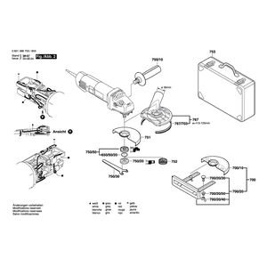 Запчасти для угловой шлифмашины Bosch GWS 14-150 C 230 V 0601386903, деталировка 2