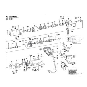 Запчасти для импульсного гайковерта Bosch 220 V 0601430008, деталировка 1