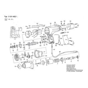 Запчасти для импульсного гайковерта Bosch 220 V 0601432103, деталировка 1