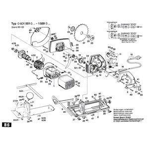 Запчасти для ручной циркулярной пилы Bosch 220 V 0601551003, деталировка 1