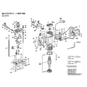 Запчасти для вертикальной фрезерной машины Bosch GOF 1600 220 V 0601611003, деталировка 1 Запчасти для вертикальной фрезерной машины Bosch GOF 1600 220 V 0601611003, деталировка 1