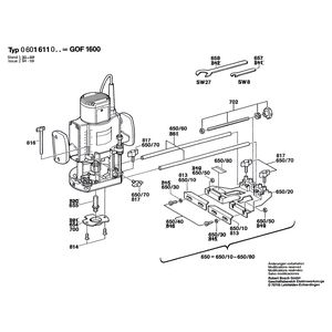 Запчасти для вертикальной фрезерной машины Bosch GOF 1600 220 V 0601611003, деталировка 2 Запчасти для вертикальной фрезерной машины Bosch GOF 1600 220 V 0601611003, деталировка 2
