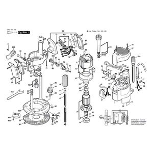 Запчасти для вертикальной фрезерной машины Bosch GOF 2000 CE 230 V 0601619703, деталировка 1