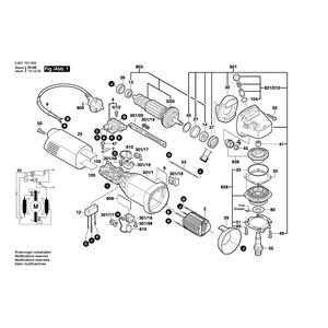 Запчасти для угловой шлифмашины Bosch GWS 9-125 230 V 0601701003, деталировка 1
