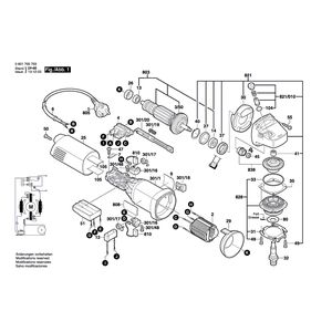 Запчасти для угловой шлифмашины Bosch GWS 14-125 CE 230 V 0601705703, деталировка 1