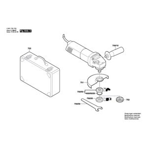 Запчасти для угловой шлифмашины Bosch GWS 14-125 CE 230 V 0601705703, деталировка 2