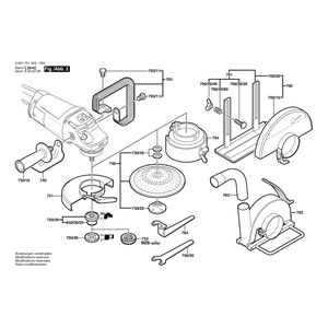 Запчасти для угловой шлифмашины Bosch GWS 20-180 230 V 0601751013, деталировка 2