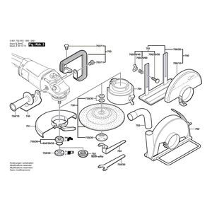 Запчасти для угловой шлифмашины Bosch GWS 20-230 230 V 0601752013, деталировка 2