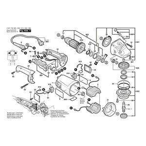 Запчасти для угловой шлифмашины Bosch GWS 20-230 J 230 V 0601752903, деталировка 1