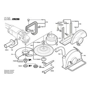 Запчасти для угловой шлифмашины Bosch GWS 230 J 230 V 0601752920, деталировка 2