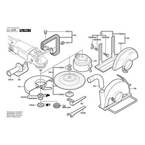 Запчасти для угловой шлифмашины Bosch GWS 23-180 230 V 0601753003, деталировка 2