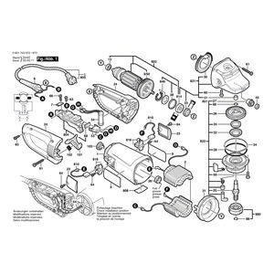 Запчасти для угловой шлифмашины Bosch GWS 23-180 JS 230 V 0601753973, деталировка 1