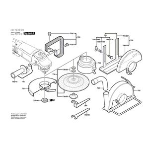 Запчасти для угловой шлифмашины Bosch GWS 23-180 JS 230 V 0601753973, деталировка 2