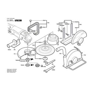 Запчасти для угловой шлифмашины Bosch GWS 23-230 230 V 0601754003, деталировка 2