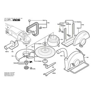 Запчасти для угловой шлифмашины Bosch GWS 25-180 230 V 0601755003, деталировка 2