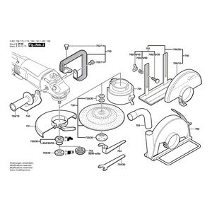 Запчасти для угловой шлифмашины Bosch GWS 25-230 230 V 0601756173, деталировка 2