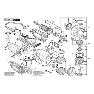 Запчасти для угловой шлифмашины Bosch GWS 25-230 J 230 V 0601756873, деталировка 1
