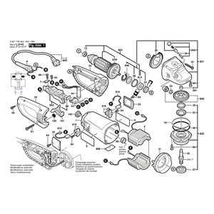 Запчасти для угловой шлифмашины Bosch GWS 25-230 J 230 V 0601756903, деталировка 1