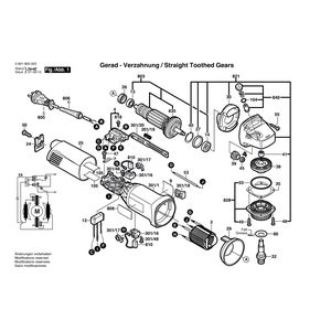 Запчасти для угловой шлифмашины Bosch GWS 7-115 230 V 0601800003, деталировка 1