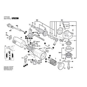 Запчасти для угловой шлифмашины Bosch GWS 9-125 230 V 0601801003, деталировка 1