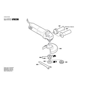 Запчасти для угловой шлифмашины Bosch GWS 9-125 230 V 0601801003, деталировка 2