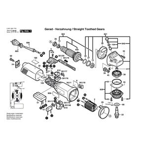 Запчасти для угловой шлифмашины Bosch GWS 10-125C 230 V 0601802773, деталировка 1