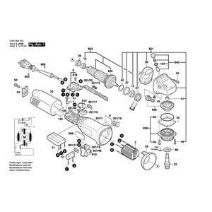 Запчасти для угловой шлифмашины Bosch GWS 14-125C 230 V 0601804503, деталировка 1