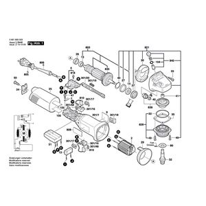 Запчасти для угловой шлифмашины Bosch GWS 14-125CE 230 V 0601805573, деталировка 1