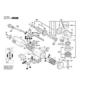 Запчасти для угловой шлифмашины Bosch GWS 14-150C 230 V 0601806732, деталировка 1