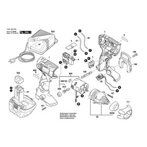 Запчасти для аккумуляторного импульсного гайковерта Bosch GDR 12 V 12 V 0601909521, деталировка 1