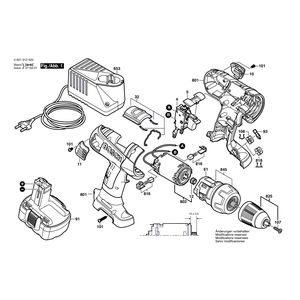 Запчасти для аккумуляторного шуруповерта Bosch GSR 14,4 VE-2 14.4 V 0601912420, деталировка 1