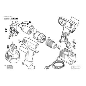 Запчасти для аккумуляторной дрели-шуруповерта Bosch GSR 9,6 V 9.6 V 0601915620, деталировка 1