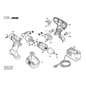 Запчасти для аккумуляторной дрели-шуруповерта Bosch GSR 14,4 V 14.4 V 0601916420, деталировка 1