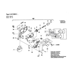 Запчасти для аккумуляторной дрели Bosch GBM 7,2 VRL 7.2 V 0601920023, деталировка 1
