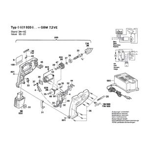 Запчасти для аккумуляторной дрели Bosch GBM 7,2 VE 7.2 V 0601920603, деталировка 1 Запчасти для аккумуляторной дрели Bosch GBM 7,2 VE 7.2 V 0601920603, деталировка 1