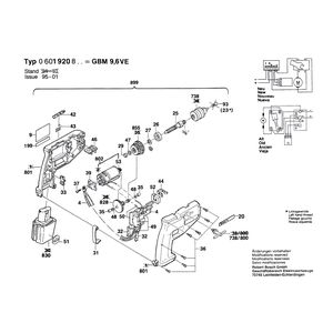 Запчасти для аккумуляторной дрели Bosch GBM 9,6 VE 9.6 V 0601920803, деталировка 1