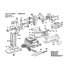 Запчасти для аккумуляторной сабельной пилы Bosch GSG 9,6 V 9.6 V 0601928003, деталировка 1