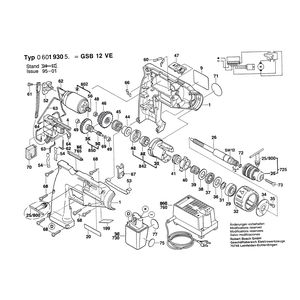 Запчасти для аккумуляторной ударной дрели Bosch GSB 12 VE 12 V 0601930520, деталировка 1