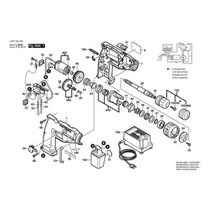 Запчасти для аккумуляторной ударной дрели Bosch GSB 12 VES 12 V 0601930570, деталировка 1