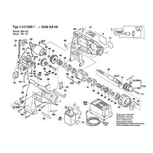 Запчасти для аккумуляторной ударной дрели Bosch GSB 9,6 VE 9.6 V 0601930727, деталировка 1