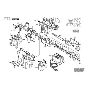 Запчасти для аккумуляторной ударной дрели Bosch GSB 9,6 VES 9.6 V 0601930770, деталировка 1