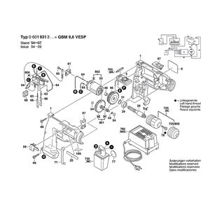 Запчасти для аккумуляторной дрели Bosch GBM 9,6V VESP 9.6 V 0601931366, деталировка 1