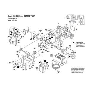 Запчасти для аккумуляторной дрели Bosch GBM 12V VESP 12 V 0601931420, деталировка 1