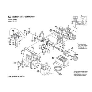 Запчасти для аккумуляторной дрели Bosch GBM 12 VES 12 V 0601931580, деталировка 1