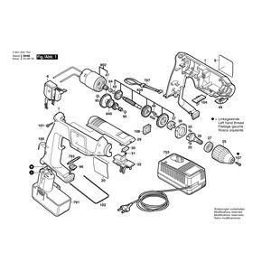 Запчасти для аккумуляторной дрели Bosch GBM 9,6 VES-3 9.6 V 0601933789, деталировка 1