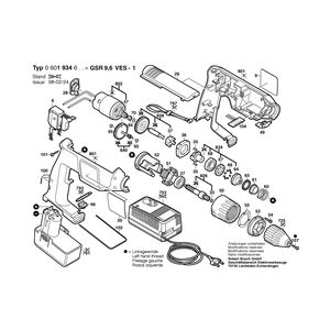 Запчасти для аккумуляторного шуруповерта Bosch GSR 9,6 VES-1 9.6 V 0601934655, деталировка 1