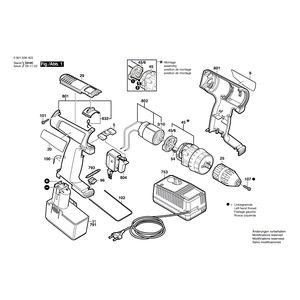 Запчасти для аккумуляторного шуруповерта Bosch GSR 14,4 VES-2 14.4 V 06019364A0, деталировка 1