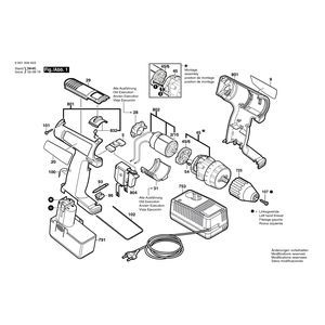 Запчасти для аккумуляторного шуруповерта Bosch GSR 9,6 VES-2 9.6 V 0601936603, деталировка 1