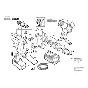 Запчасти для аккумуляторного шуруповерта Bosch GSR 7,2 VES-2 7.2 V 0601936723, деталировка 1