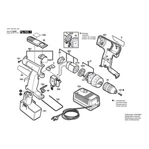 Запчасти для аккумуляторного шуруповерта Bosch GSR 12 VSH-2 12 V 0601936885, деталировка 1